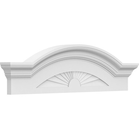 Ekena Millwork Segment Arch W/ Flankers Sunburst Architectural Grade PVC Pediment, 30"W x 8-1/2"H x 2-1/2"P PEDPS030X085SGF01